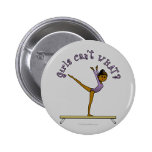 Dark Female Gymnast on Balance Beam Pinback Buttons