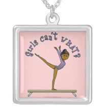 Dark Female Gymnast on Balance Beam Custom Jewelry