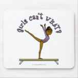 Dark Female Gymnast on Balance Beam Mousepads