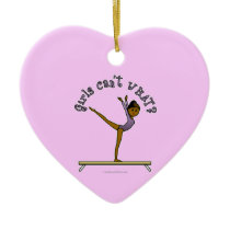 Dark Female Gymnast on Balance Beam Christmas Tree Ornaments
