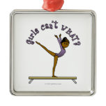 Dark Female Gymnast on Balance Beam Christmas Tree Ornament
