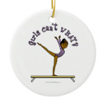 Dark Female Gymnast on Balance Beam Christmas Ornament