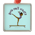 Dark Female Gymnast on Balance Beam Ornaments