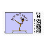 Dark Female Gymnast on Balance Beam Postage Stamps