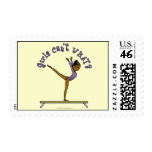 Dark Female Gymnast on Balance Beam Stamps