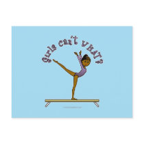 Dark Female Gymnast on Balance Beam Postcards