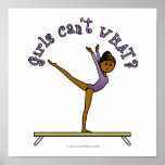 Dark Female Gymnast on Balance Beam Posters