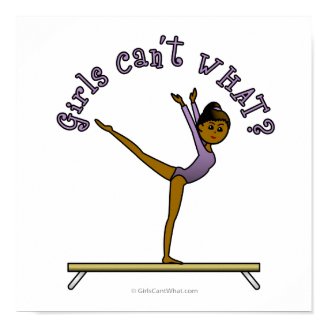 Dark Female Gymnast on Balance Beam Posters