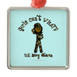 Dark Female Navy Veteran Christmas Ornaments