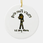 Dark Female Navy Veteran Christmas Tree Ornament