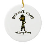 Dark Female Navy Veteran Christmas Tree Ornament