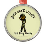 Dark Female Navy Veteran Christmas Tree Ornaments