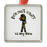 Dark Female Navy Veteran Ornaments