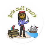 Dark Female Pirate Round Stickers