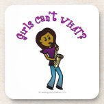 Dark Female Saxophone Player Coaster