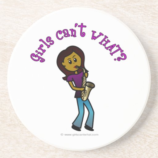 Dark Female Saxophone Player Coasters