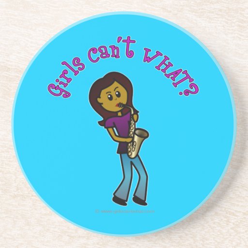 Dark Female Saxophone Player Drink Coasters