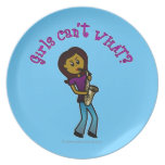 Dark Female Saxophone Player Party Plates