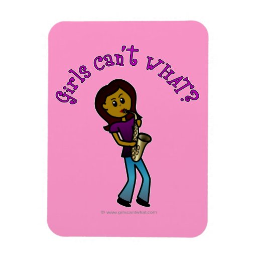 Dark Female Saxophone Player Rectangle Magnet