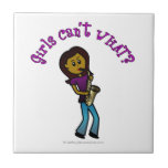 Dark Female Saxophone Player Tile