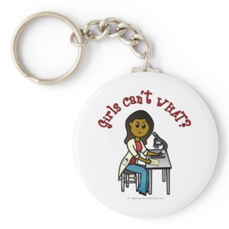 Dark Female Scientist Keychains