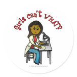 Dark Female Scientist Round Stickers
