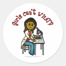 Dark Female Scientist Round Stickers