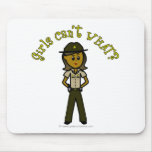 Dark Female Sheriff in Brown Uniform Mousepads