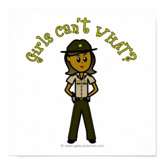 Dark Female Sheriff in Brown Uniform Print