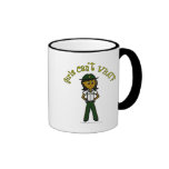 Dark Female Sheriff in Green Uniform Coffee Mug