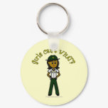 Dark Female Sheriff in Green Uniform Keychains