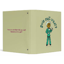 Dark Female Surgeon in Green Scrubs 3 Ring Binder
