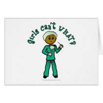 Dark Female Surgeon in Green Scrubs Cards