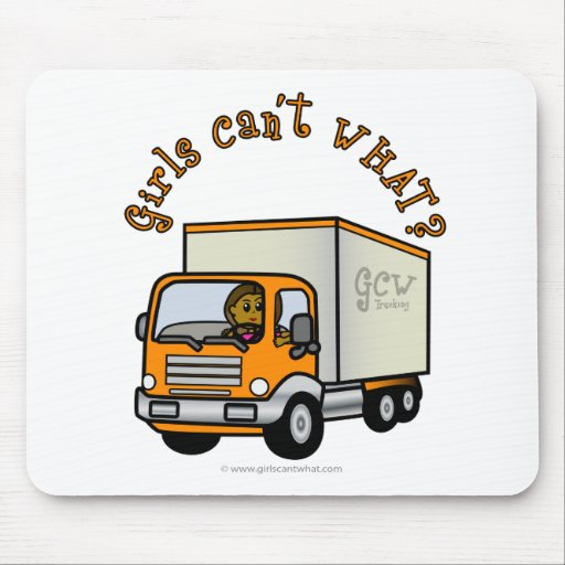 Dark Female Truck Driver Mouse Pads