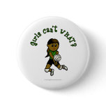 Dark Female Volleyball Player in Green Uniform Buttons