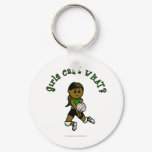 Dark Female Volleyball Player in Green Uniform Keychains