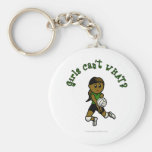 Dark Female Volleyball Player in Green Uniform Key Chains