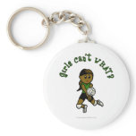 Dark Female Volleyball Player in Green Uniform Key Chains
