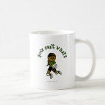 Dark Female Volleyball Player in Green Uniform Coffee Mug