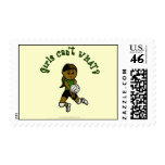 Dark Female Volleyball Player in Green Uniform Stamps