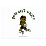 Dark Female Volleyball Player in Green Uniform Postcards
