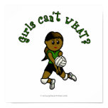 Dark Female Volleyball Player in Green Uniform Prints