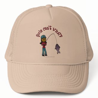 Dark Fishing Girl Trucker Hats