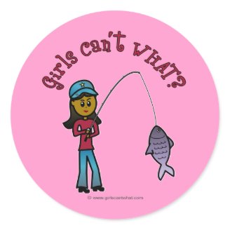Dark Fishing Girl Round Sticker