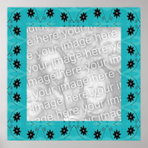 dark floral on turquoise photo frame print