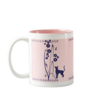 Dark Flowers and Kitty Design Mug mugs