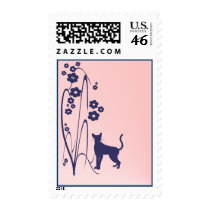 Dark Flowers and Kitty Design Postage postage