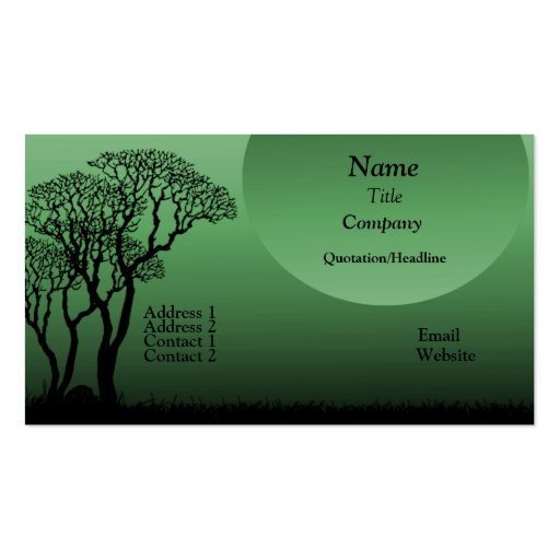 Dark Forest Business Card, Forest Green (front side)