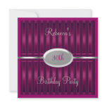 Dark Fuschia Silver 30th Elegant Birthday Party invitations