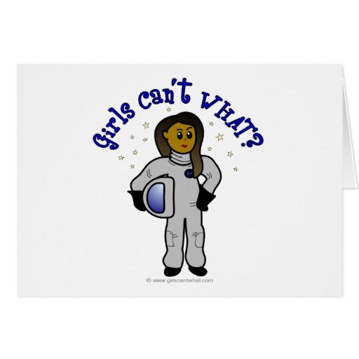 Dark Girl Astronaut Greeting Cards